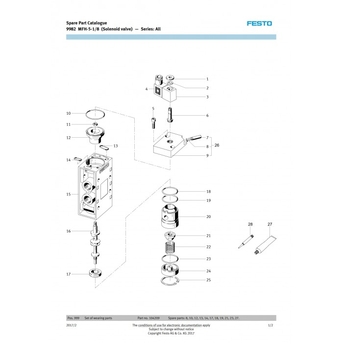 Ремкомплект Festo MFH/VL-5-1/8BISE6 для пневмораспределителя - цена ...